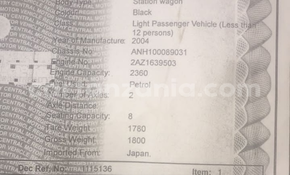 Buy Used Toyota Alphard Black Car in Dar es Salaam in Dar es Salaam Buy Used Toyota Alphard Black Car in Dar es Salaam in Dar es Salaam