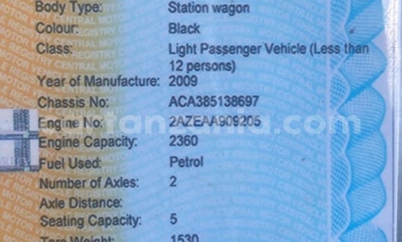 Buy Used Toyota Vanguard Black Car in Dar es Salaam in Dar es Salaam Buy Used Toyota Vanguard Black Car in Dar es Salaam in Dar es Salaam