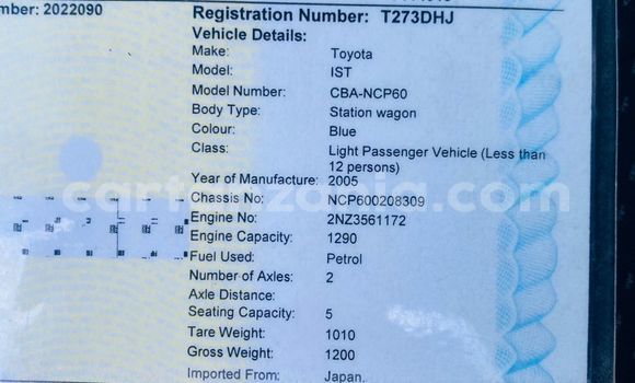 Buy Used Toyota IST Blue Car in Dar es Salaam in Dar es Salaam Buy Used Toyota IST Blue Car in Dar es Salaam in Dar es Salaam