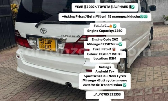 Buy Used Toyota Alphard White Car in Dar es Salaam in Dar es Salaam Buy Used Toyota Alphard White Car in Dar es Salaam in Dar es Salaam