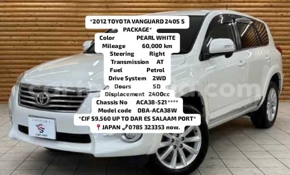 Nunua Imported Toyota Vanguard Nyeupe Gari ndani ya Dar es Salaam nchini Dar es Salaam