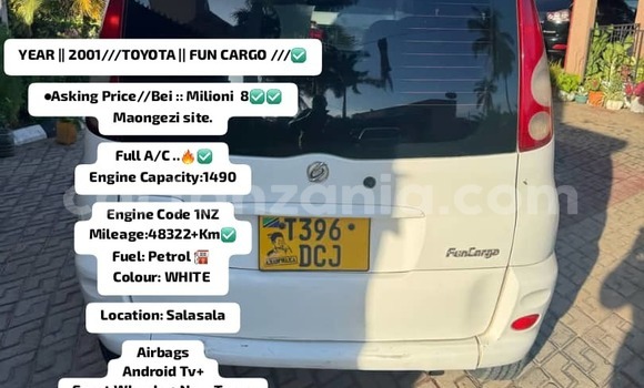 Nunua Ilio tumika Toyota FunCargo Nyeupe Gari ndani ya Dar es Salaam nchini Dar es Salaam