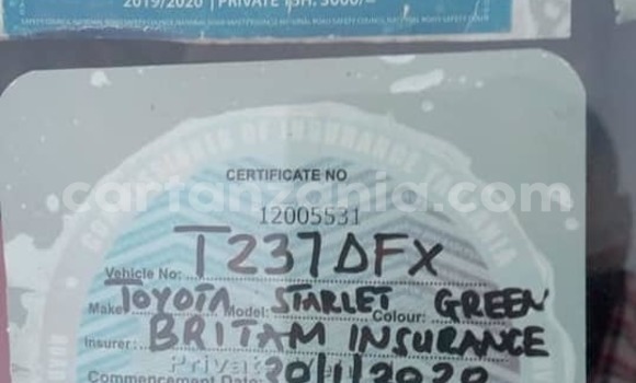 Buy Used Toyota Starlet Green Car in Dar es Salaam in Dar es Salaam Buy Used Toyota Starlet Green Car in Dar es Salaam in Dar es Salaam